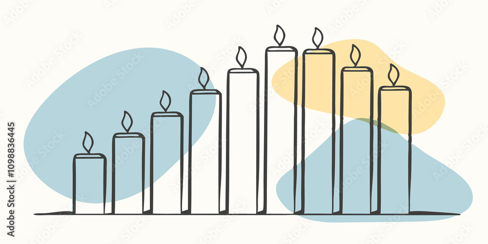 Poster varying heights the display features candles of different heights arranged in a staggered layout cre