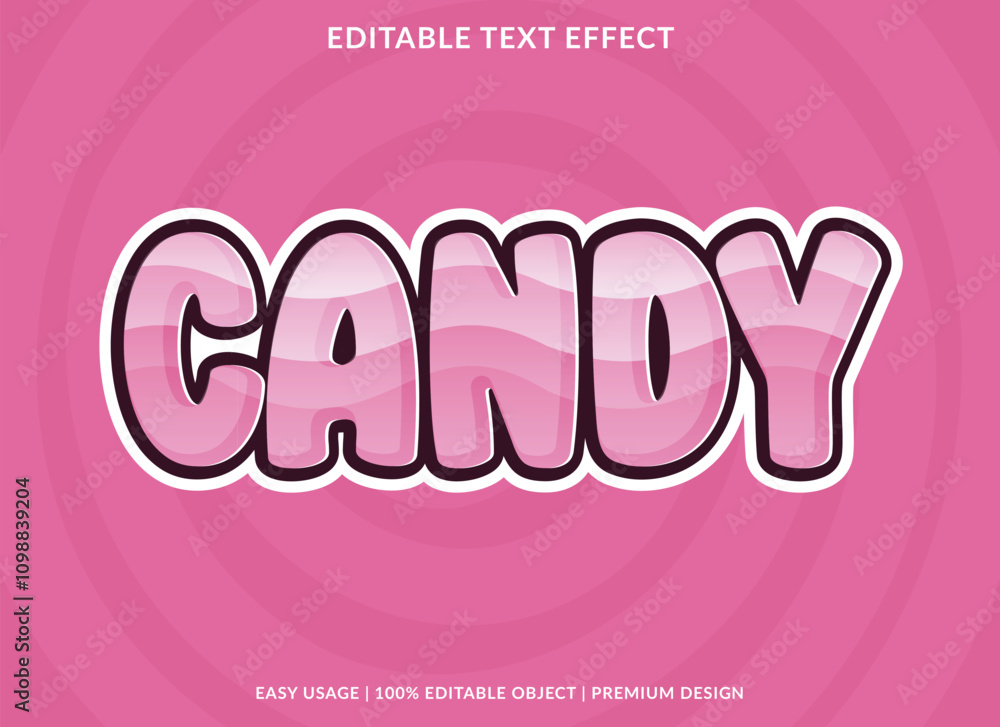 Poster candy text effect template design with 3d style use for business brand and logo
