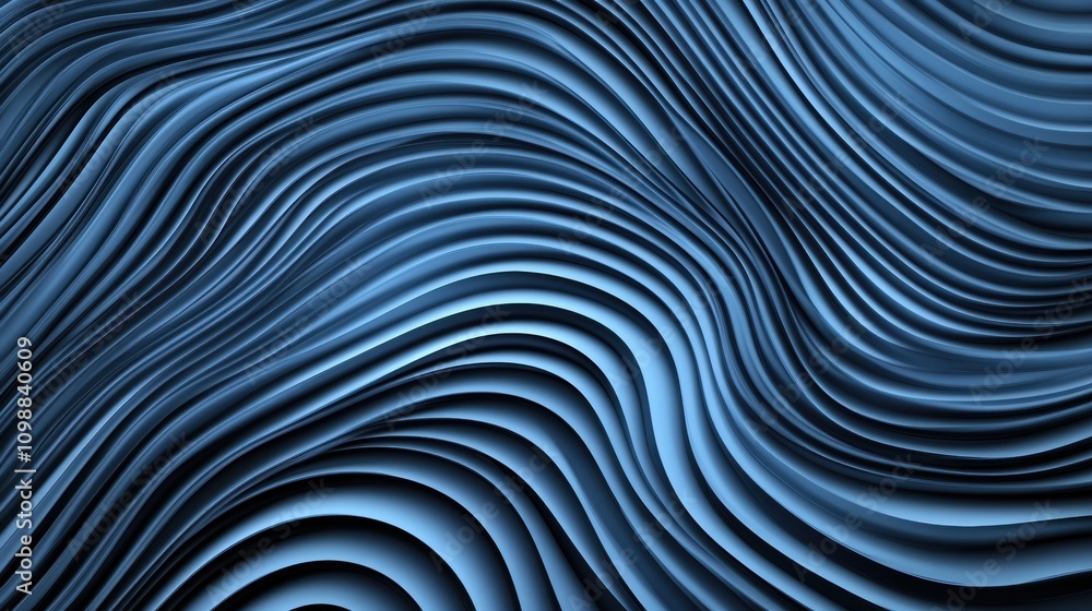 Poster abstract blue waves create a mesmerizing pattern of flowing lines and curves, ai