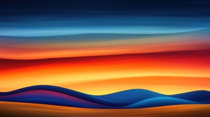 Vibrant abstract landscape with flowing, colorful waves and a dynamic sky, AI