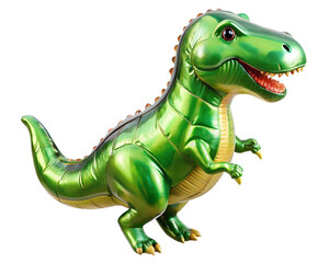 Fototapeta premium neon holografic foil balloon for birthday in the shape of the dinosaur , isolated on the white background