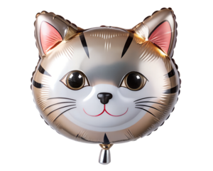 neon holografic foil balloon for birthday in the shape of the   cat, isolated on the white background
