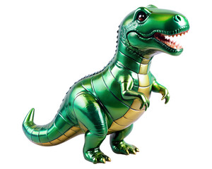 Obraz premium neon holografic foil balloon for birthday in the shape of the dinosaur , isolated on the white background