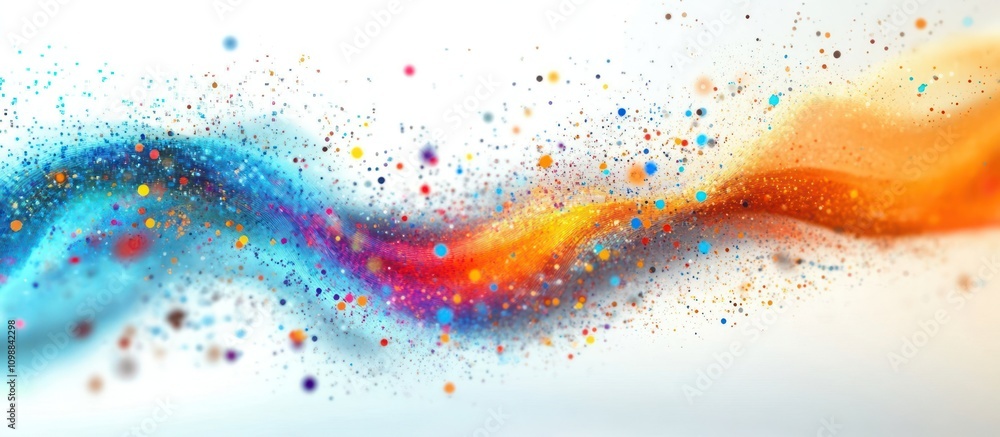 Wall mural abstract colorful wave of particles: a vibrant digital art piece showcasing a dynamic wave of multic