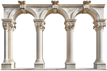 Set of classical column arches isolated with detailed design.