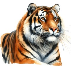 Fototapeta premium watercolor tiger on white background
