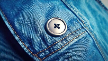  Closeup of a Denim Button on a Blue Jean Jacket 