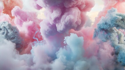 Fototapeta premium Abstract Smoke and Cloud Explosion in Blue Sky with Vintage Texture and Light