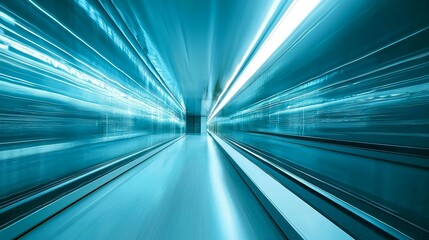 Dynamic Motion Through Urban Metro Tunnel with Blurred Train and Escalator Perspective