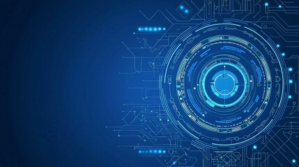 Obraz premium Futuristic Technology Design Vector Illustration with Blue Circles and Network Patterns for Web Backgrounds