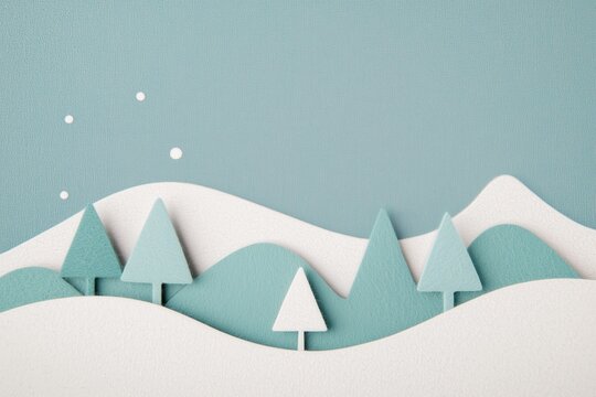 Paisagem de natal em miniatura com Papai Noel, renas e pinheiros cobertos de neve, estilo l&uacute;dico e colorido, criado por IA generativa.