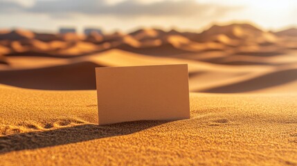 Blank Business Card on Desert Sand with Soft Dunes and a Bright Sky, Perfect for Branding, Marketing, or Personal Use in a Serene Environment