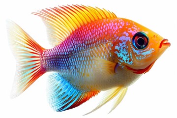 colorful discus fish isolated at white background