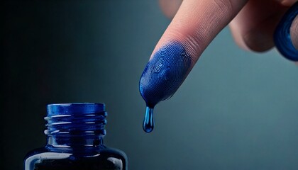 generative AI. The finger is covered in blue ink after the Indonesian election