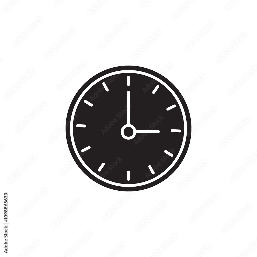 Poster clock vector flat black simple illustration for web and app..eps