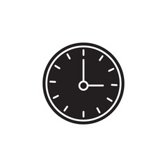 Clock vector flat black simple illustration for web and app..eps