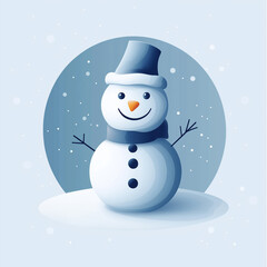 Obraz premium cartoon snowman with hat and scarf
