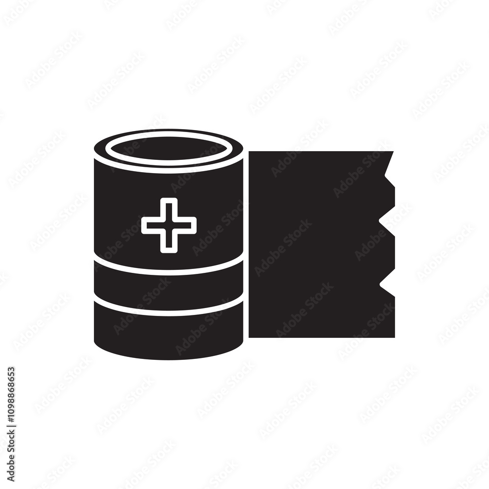 Poster bandage vector flat black simple illustration for web and app..eps