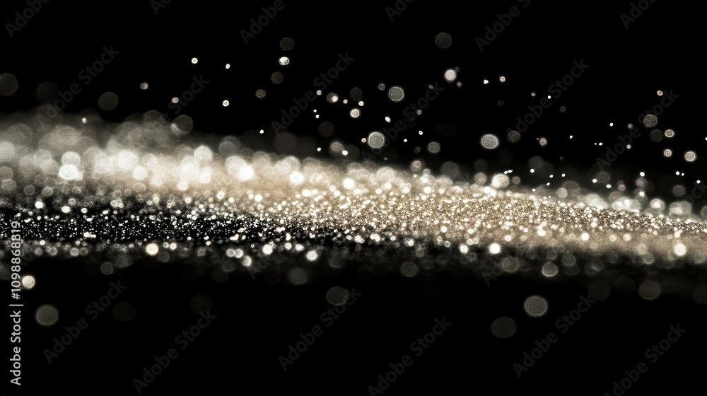 Poster Sparkling Dust Particles in a Dark Background with Bokeh Effect