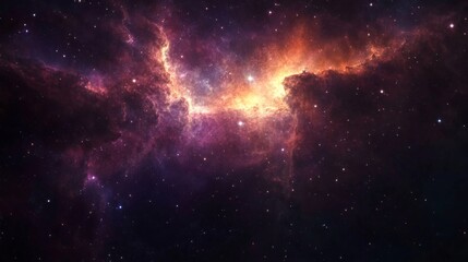 Obraz premium A cosmic nebula with swirling gases and bright stars, in deep space, Ethereal style