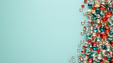 A creative arrangement of loose gemstones forming a sparkling constellation