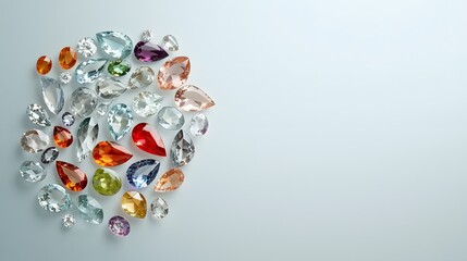 A creative arrangement of loose gemstones forming a sparkling constellation