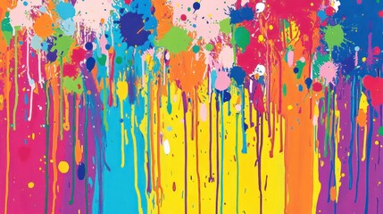 Fototapeta premium Vibrant Rainbow Paint Splatter Abstract Art
