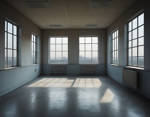 Fototapeta premium empty room with windows