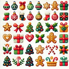 Christmas, New Year holidays icon big set. Flat style collection