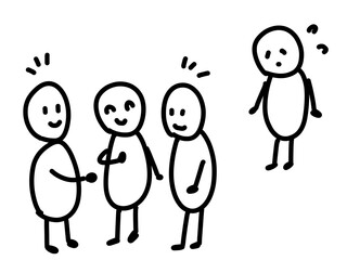 仲間外れな人のゆるいイラスト
