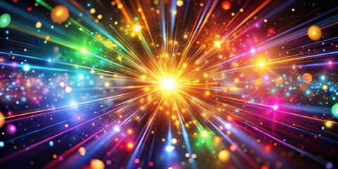 Obraz premium Colorful particles bursting and flashing lights in abstract background, colorful, particles, burst, flash, light, abstract