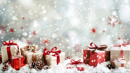 collection of christmas gift boxes background