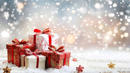 collection of christmas gift boxes background