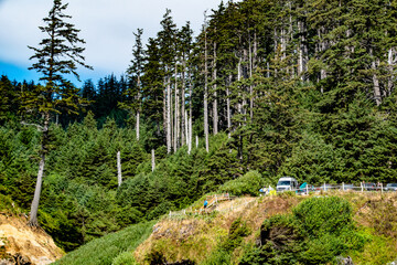 Parking Lot at Indian Beach in Ecola State Park on Oregon Coast