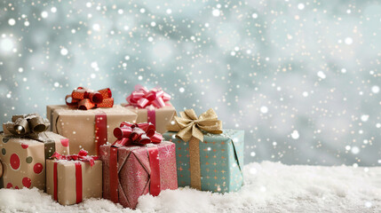 collection of christmas gift boxes background