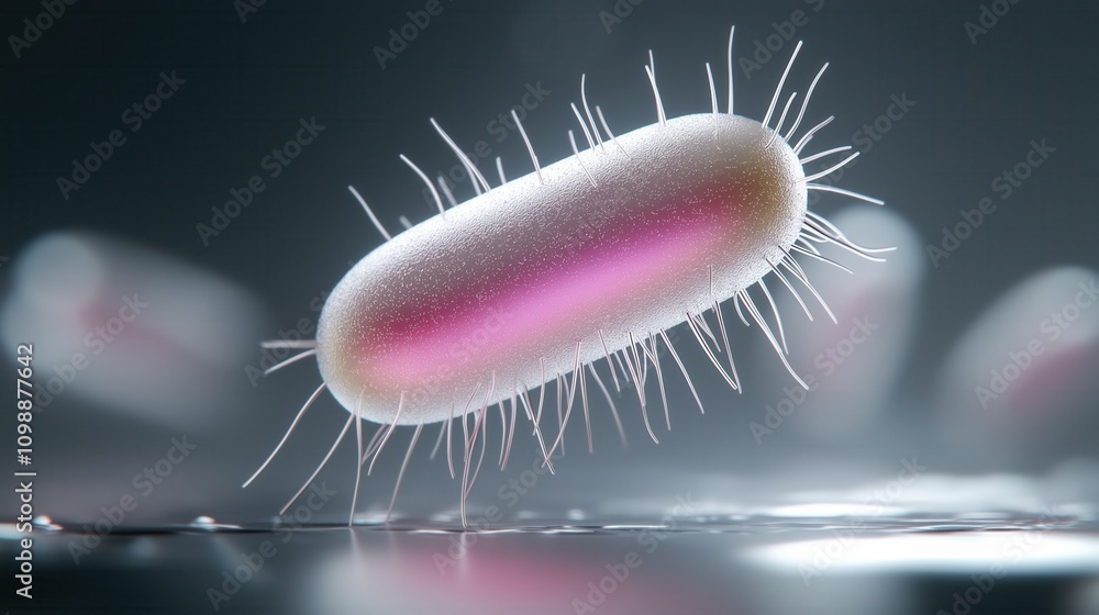 Poster close-up view of bacterium with detailed structure and texture highlighting microscopic features