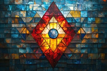 Abstract Colorful Glass Mosaic Tile Artwork Design