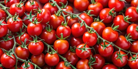 Close-up of fresh ripe cherry tomatoes in a zoom frame , tomatoes, ripe, red, fresh, cherry, close-up, vibrant, juicy