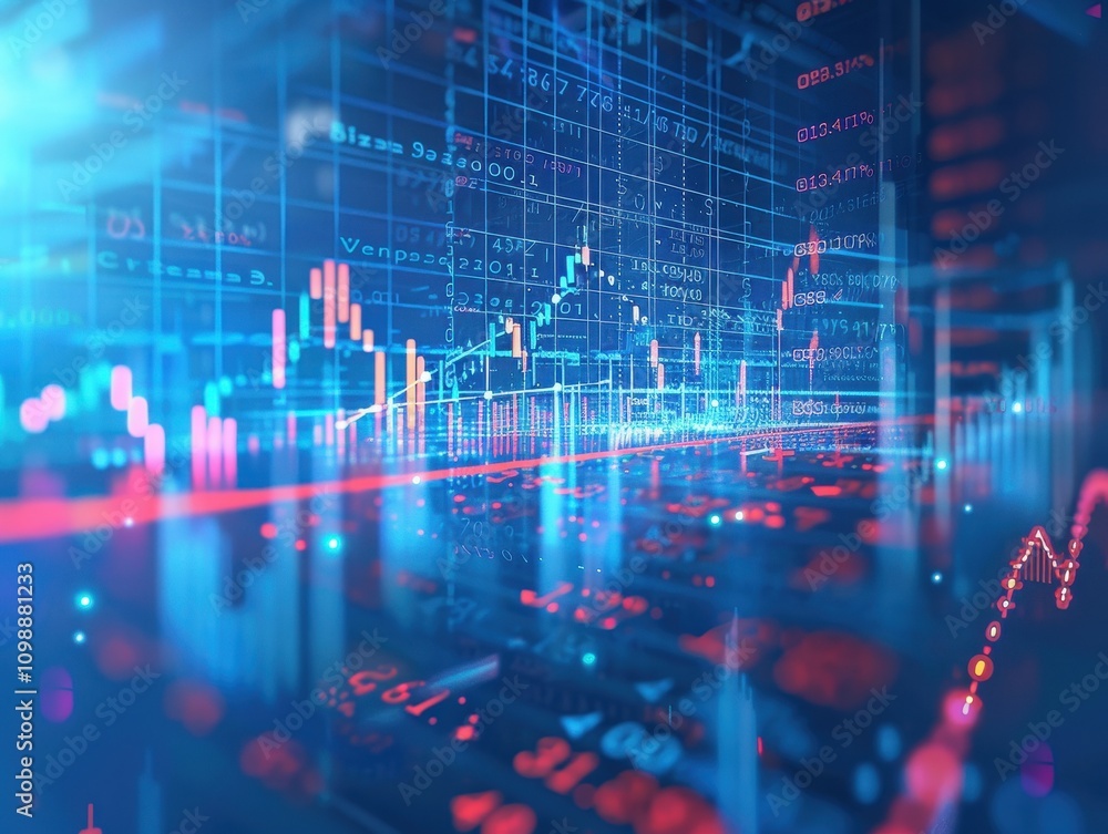 Poster abstract stock market data visualization graphs