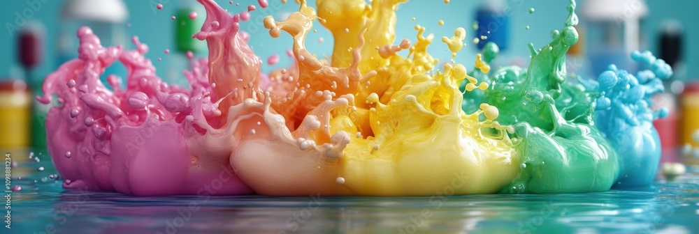 Poster colorful paint splash explosion capturing vibrancy and dynamic movement in liquid art