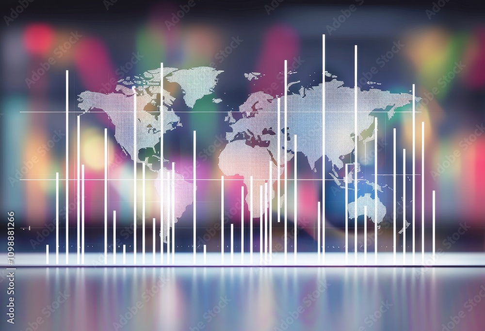 Poster global data visualization showing world map and bar graphs