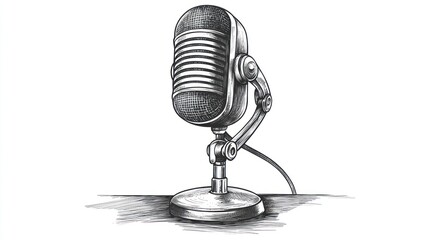 Vintage Microphone Drawing: A Classic Recording Studio Image