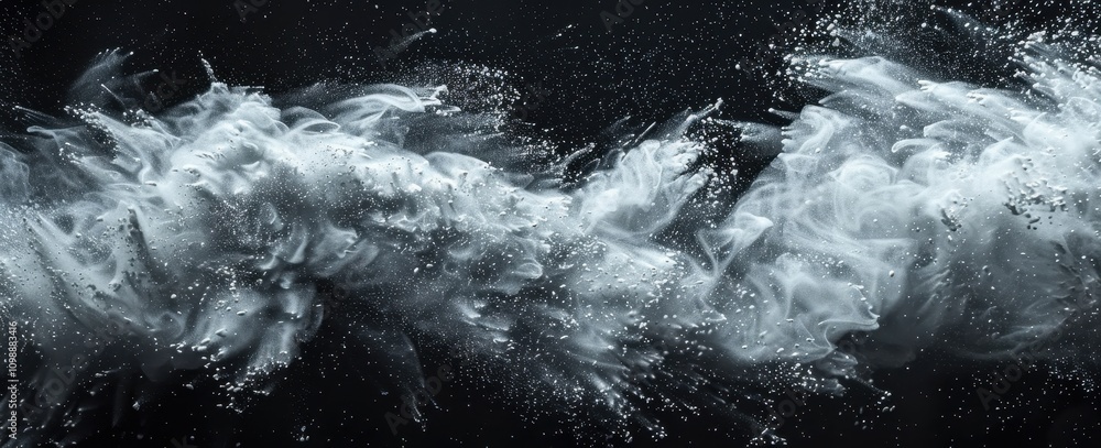 Aufkleber abstract white powder exploding against black background