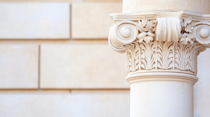 Elevate your space with a classic Greek column featuring intricate designs, set against a soft, neutral backdrop for elegance.