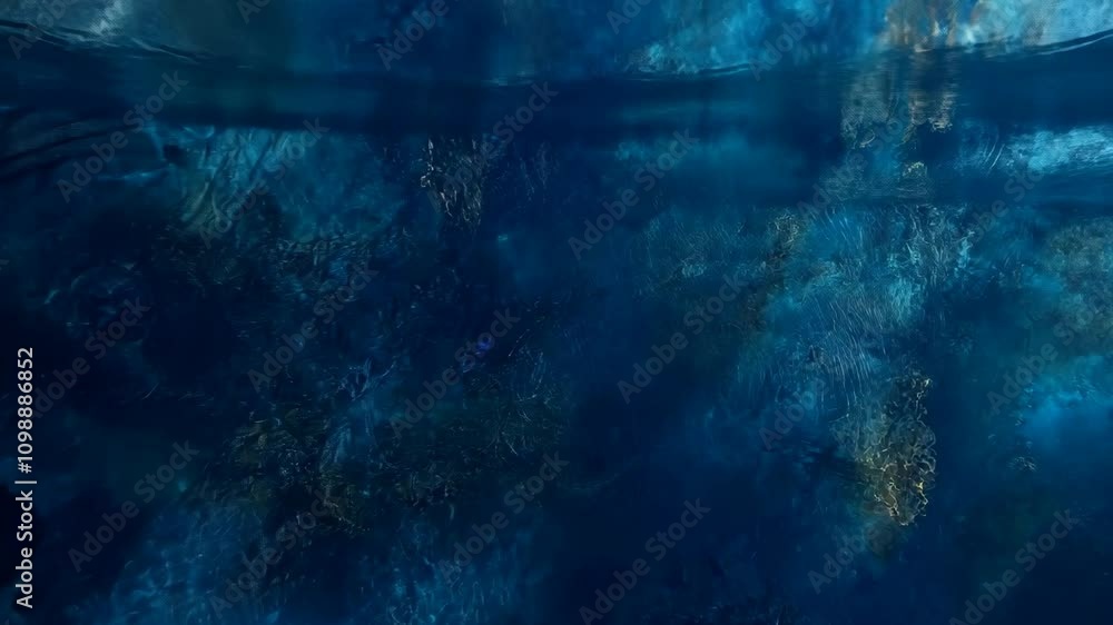 Aufkleber deep blue waters displaying dynamic ripple patterns under sunlight at midday in a tranquil aquatic e