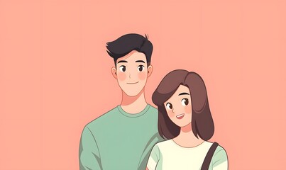 Obraz premium Handsome Young couple with Ample Copy Space,generation AI