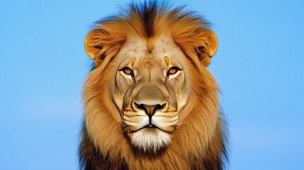 Obraz premium Majestic Lion with Stunning Mane Staring Intently