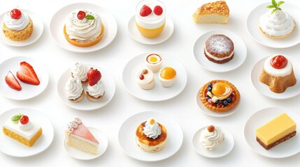 Isometric View of Plates with Delicious Desserts