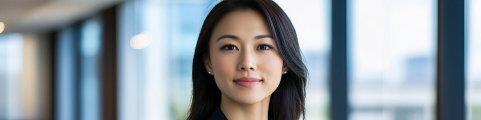 Fototapeta premium Confident Asian Businesswoman in an Office Setting