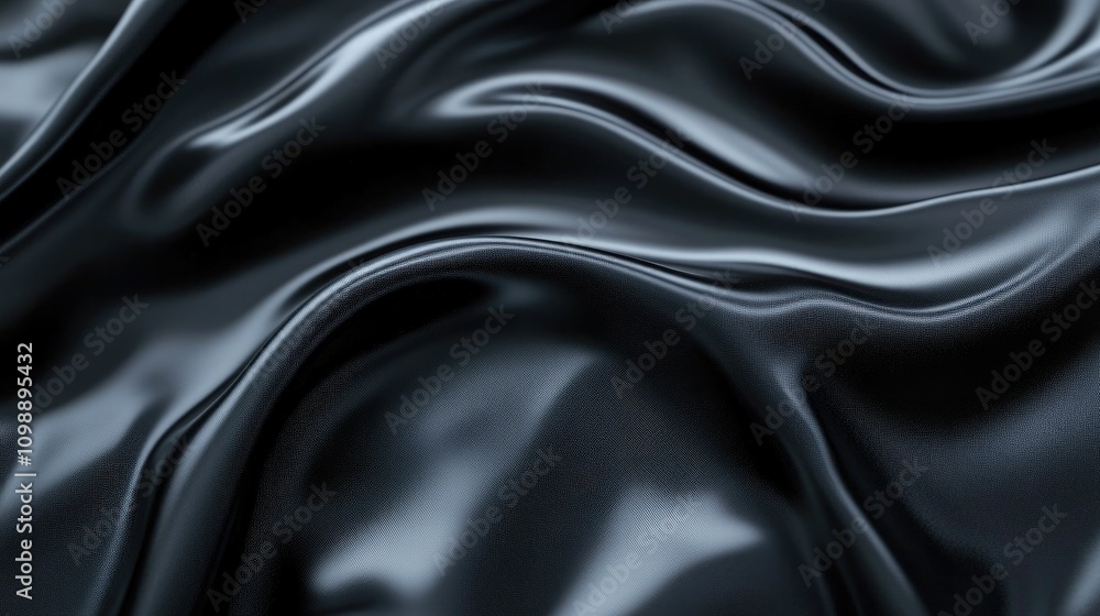 Poster Dramatic dark grey abstract fluid texture background, with ripples and metallic surface creating an elegant and striking visual composition